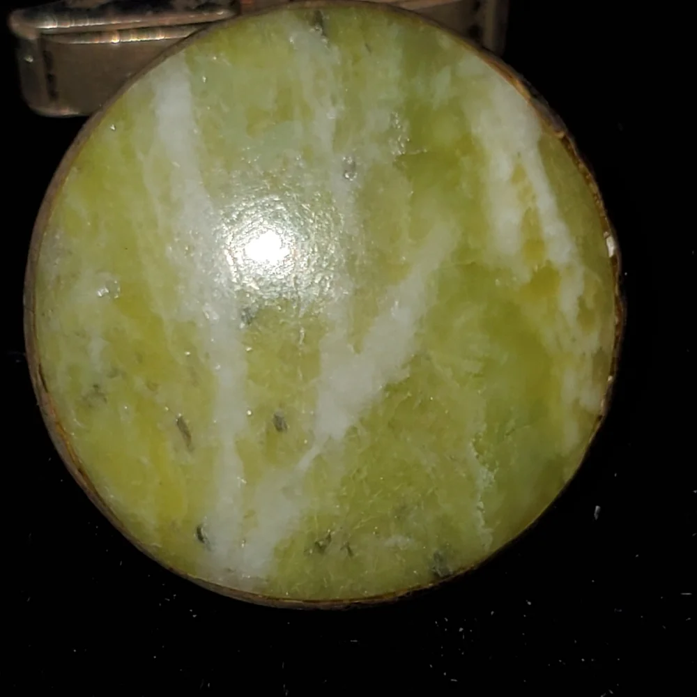 Vintage Sterling Green Banded Agate Marble Cufflinks Mid-century
